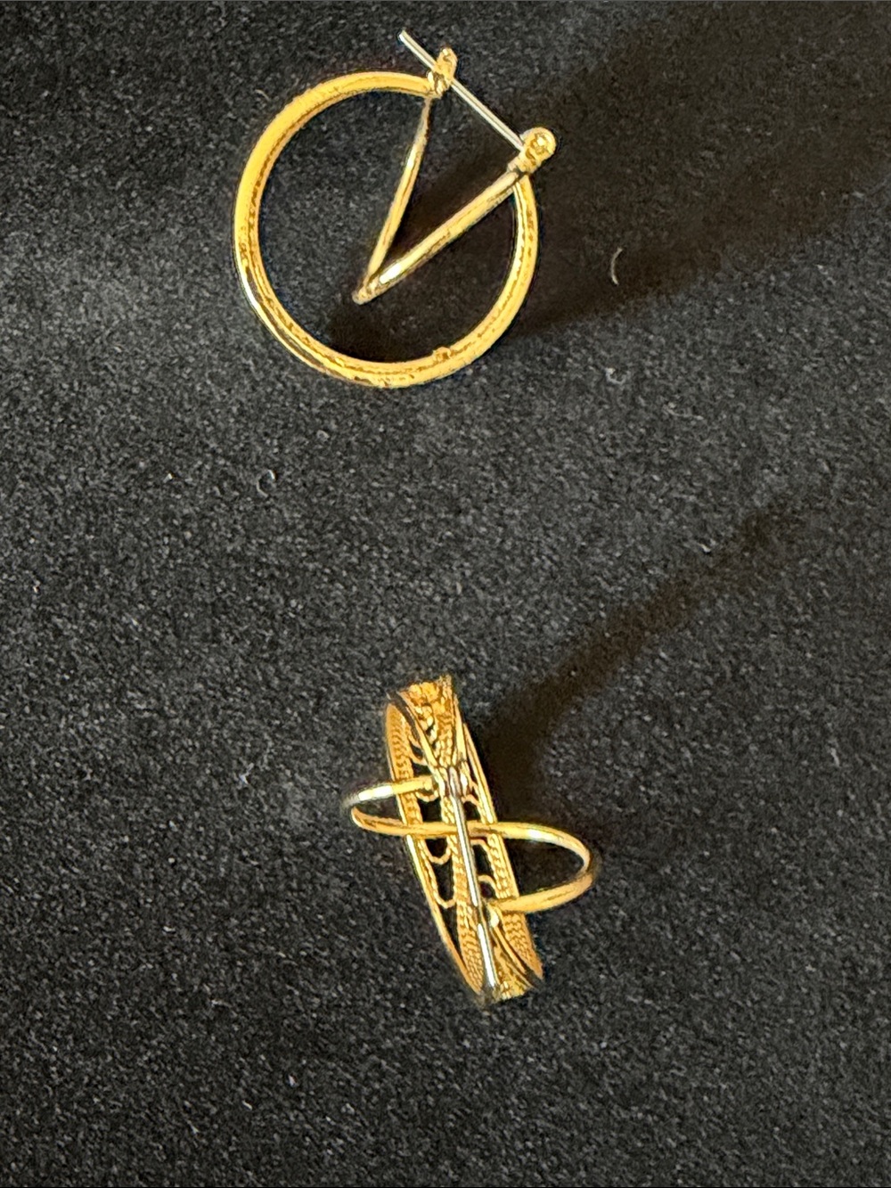 Gold Tone Hoop and Textured Earrings